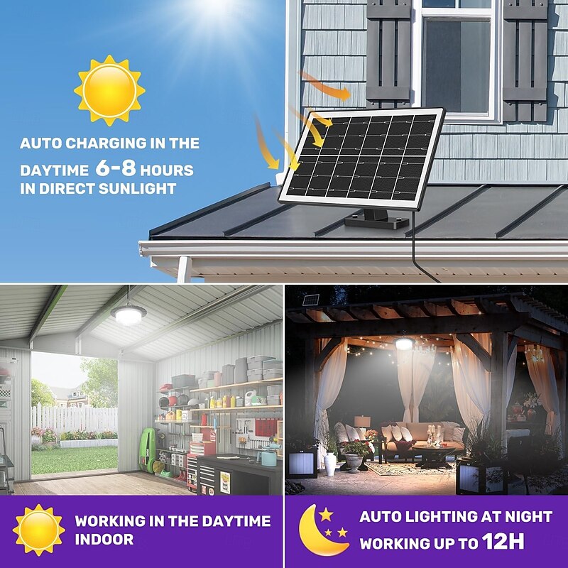 Solar Shed Light Outdoor Indoor, Upgrade 244 LED Lighting Motion Sensor Pendant Light, Waterproof Solar Lights with Remote Control, Timer, 5 Modes for Shed Gazebo Garage Barn2