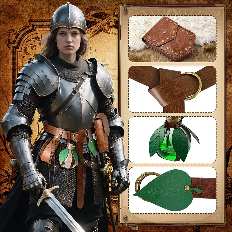 Retro Vintage Medieval Renaissance Waist Belt Belt Pouch Magic Bottle Pirate Warrior Viking Fancy Dress Men's Women's Unisex Viking Pirate Halloween Carnival Performance LARP Ren Faire Adults More