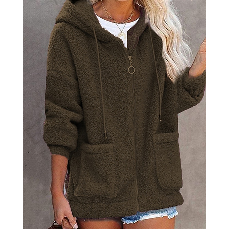 Women's Pullover Hoodie Sweatshirt Zip Up Hoodies Plain Warm Streetwear Casual Long Sleeve Hooded Regular Tops Street Dailywear Pocket Black Pink Blue Brown Fall Winter4