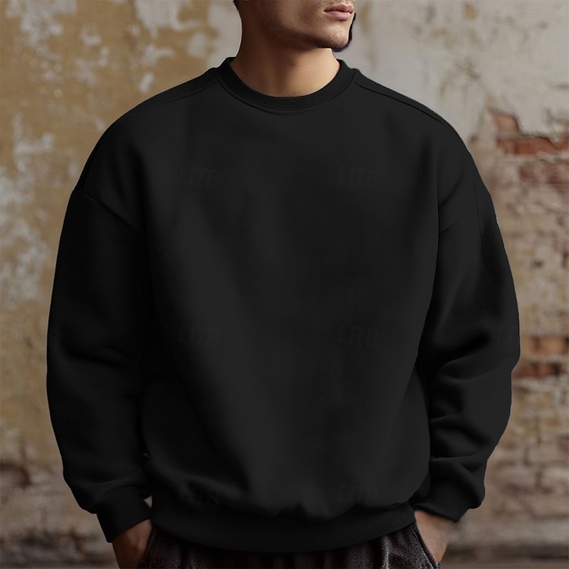 Men's Sweatshirt Apricot Black Purple Brown Green Crew Neck Plain Sports & Outdoor Daily Holiday Polyester Streetwear Basic Casual Spring Fall Clothing Apparel Hoodies Sweatshirts3