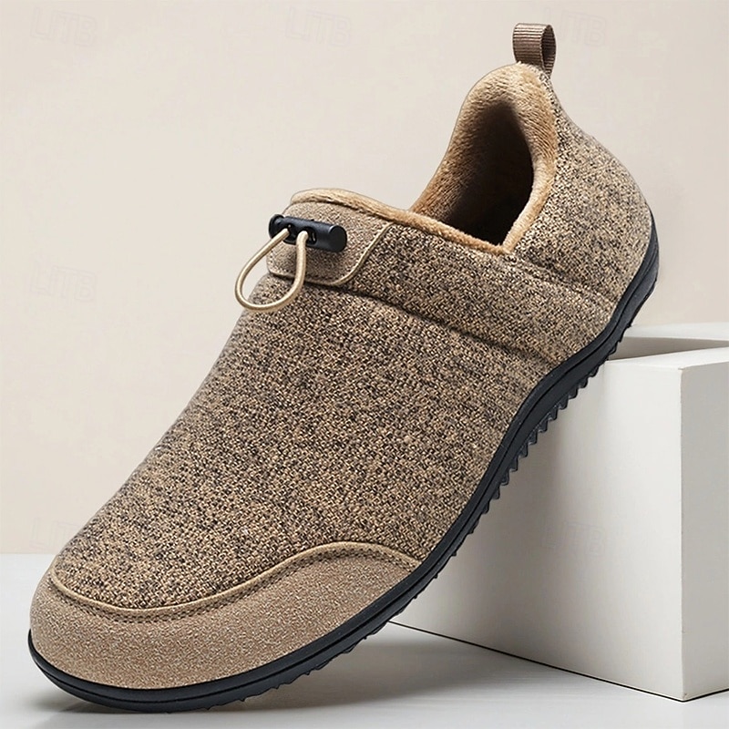 Men's Winter Warm Slip-On Shoes with Fleece Lining, Non-Slip Rubber Sole, Casual Outdoor Indoor Comfort Slippers, Lightweight Insulated Style for Cold Weather