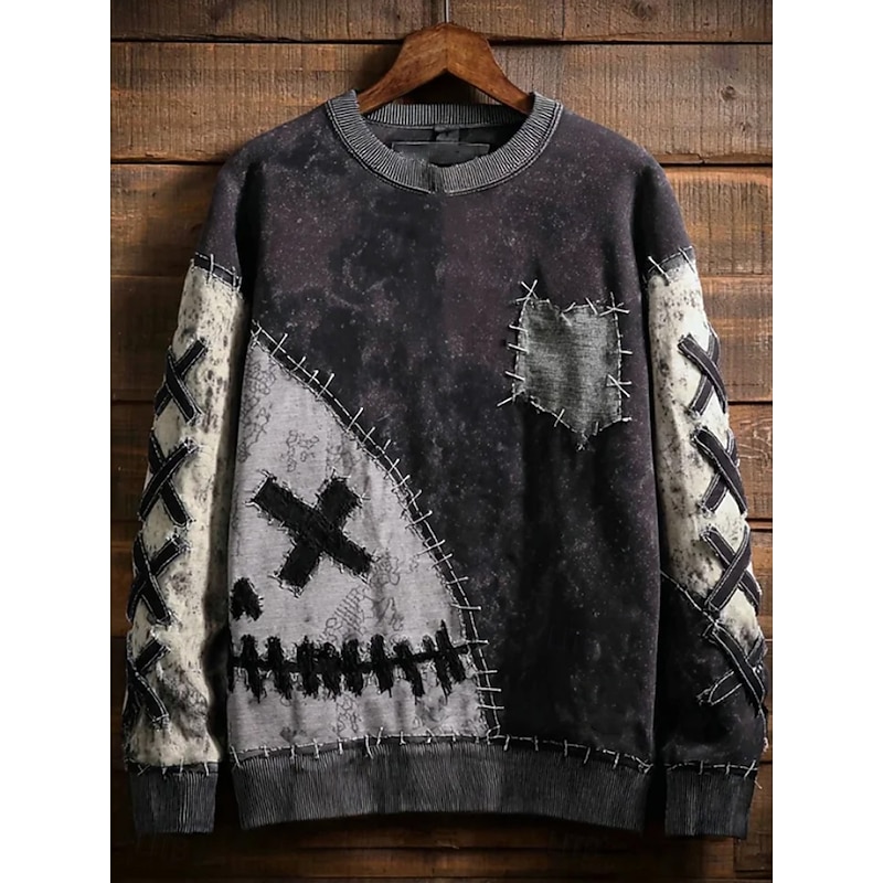 Women's Pullover Sweatshirt Graphic Pumpkin Halloween Fashion Casual Long Sleeve Crew Neck Regular Tops Street Dailywear Casual Patchwork Print Dark Gray Fall Winter