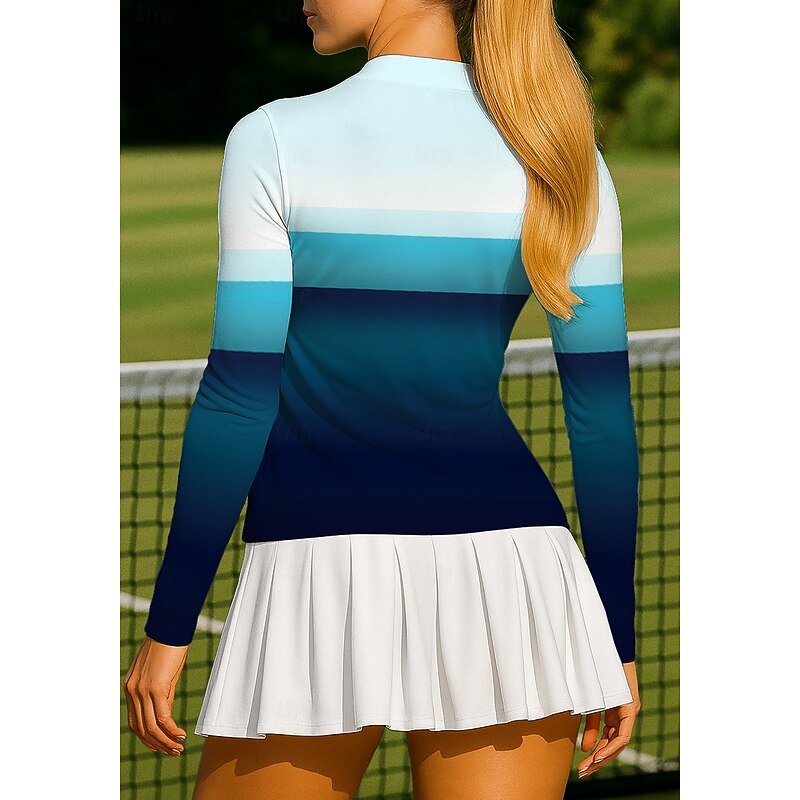 Women's Geometric Color Block Gradient Stripes Tops Sport Shirt Tennis Shirt Tennis Tee Long Sleeve Zipper Floral UPF50+ UV Resistant High Elasticity Moisture Wicking Breathable Volleyball Tennis Golf2
