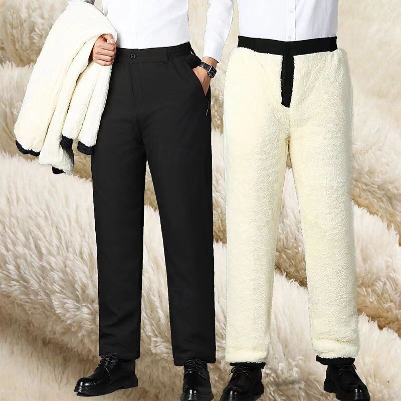 Men's Winter Sweatpants Shrepa Fleece Pants Thick with Pockets High Waist Bottoms Athleisure Gym Workout Windproof Warm Gym Outdoor Running Regular Fit Sportswear Activewear Solid Colored Dark Grey