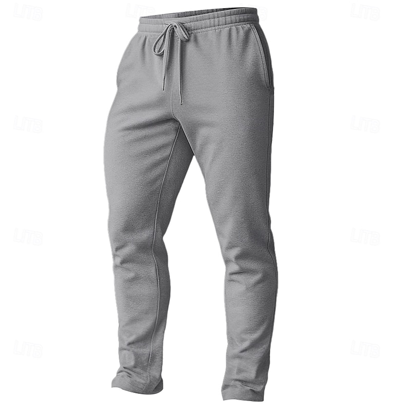 Men's Sweatpants Trousers Casual Pants Straight Leg Sweatpants Drawstring Pocket Elastic Waist Plain Comfort Knee Length Sports Outdoor Casual Daily Vacation Fashion Black Navy Blue Stretchy4