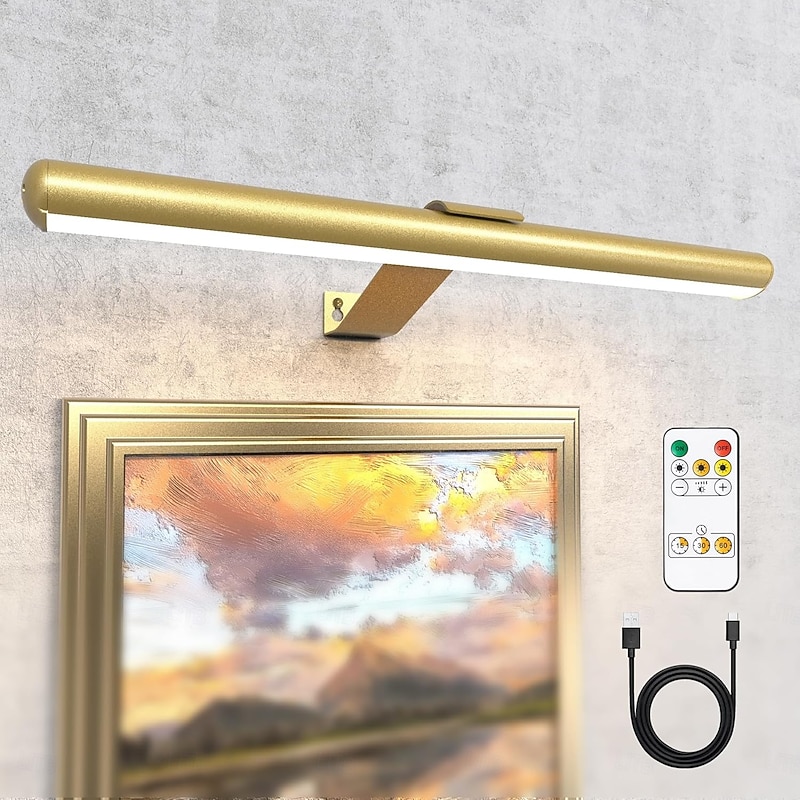 Rechargeable Picture Light with Remote, Dimmable Wireless Battery Painting Light, Art Light Display Lamp with Dimmable Timer, Picture Light for Picture Gallery Dart 30/40cm