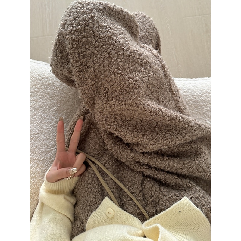 Women's Wide Leg Chinos Fashion Streetwear Basic Full Length High Waist Plain Pocket Elastic Waistband Comfy Soft Comfortable Stretchy Outdoor Street Khaki Spring Fall Winter Loose Fit2