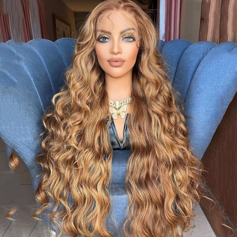 Remy Human Hair 5x5 Closure 13x4 Lace Front Wig Free Part Brazilian Hair Natural Wave Multi-color Wig 150% 180% Density with Baby Hair Highlighted / Balayage Hair 100% Virgin Glueless Pre-Plucked For2