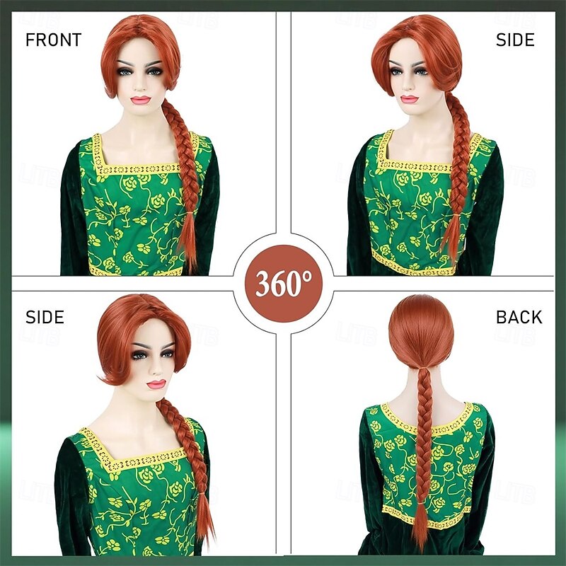 Long Reddish Brown Braided Wigs For Women Costume Auburn Synthetic Anime Wig For Halloween Cosplay Party Use3