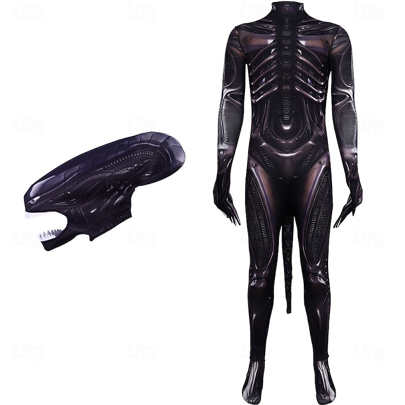 Alien Xenomorph Mask Costume Bodysuits Horror Scary Costume Movie Cosplay for Men's Adults Halloween Carnival Performance Party4