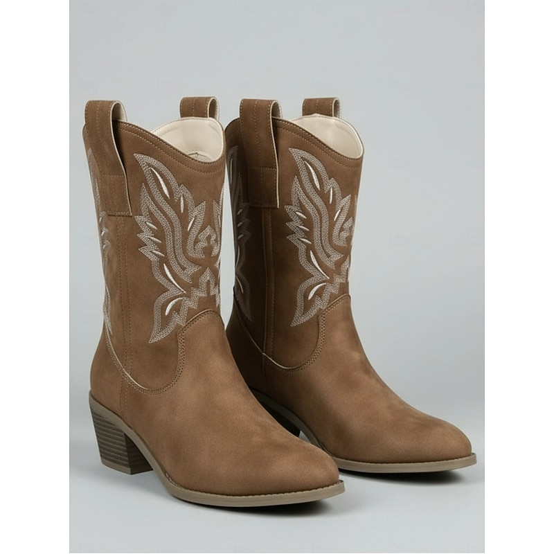 Women's Western Cowboy Boots with Embroidered Design - Comfortable Mid-Calf Boots for Country Events and Everyday Wear2