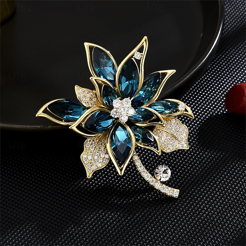 Brooches Classic Retro Flower Elegant Fashion Personalized Simple Brooch Jewelry Blue For Wedding Party Gift Engagement Prom Festival