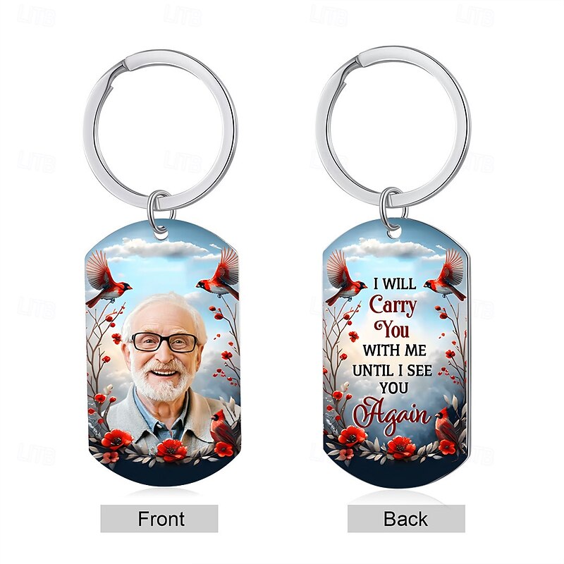 Personalized Photo Keychain Custom Memorial Gift Stainless Steel Double-Sided Memory Keyring for Family, Men & Women, Durable Christmas Gift Keepsake2