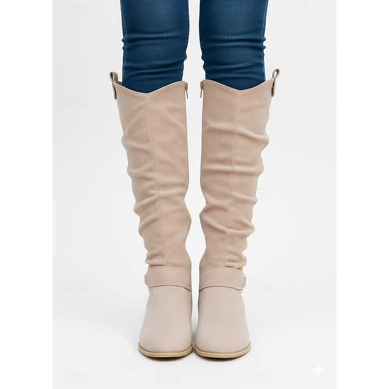 Women's Suede Knee-High Boots with Slouchy Design - Perfect for Fall Fashion, Casual Outings, and Outdoor Adventures2
