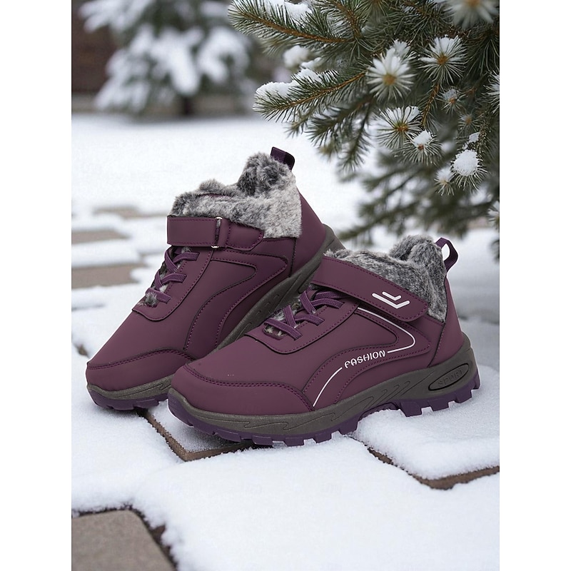 Women's Warm Fur Lined Sneakers, Waterproof Non-Slip Casual Winter Shoes for Cold Weather Outdoor Wear4