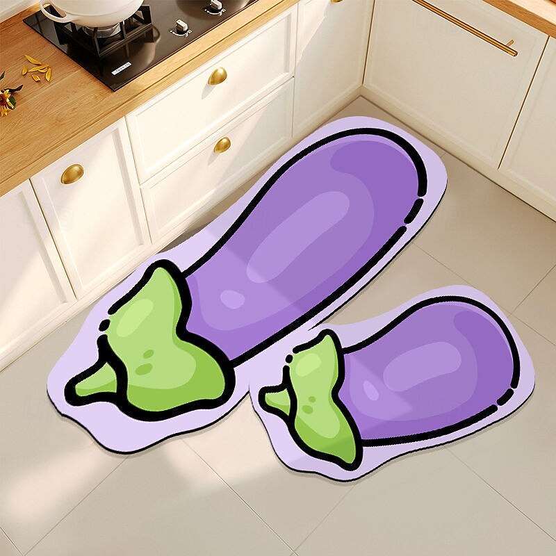 Cute Cartoon Vegetable Shaped Diatomaceous Earth Rug For Kitchen Floor Mat Absorbent Oil Resistant Stain Resistant Easy Care Non Slip Decorative Indoor Entryway Bathroom Carpet2