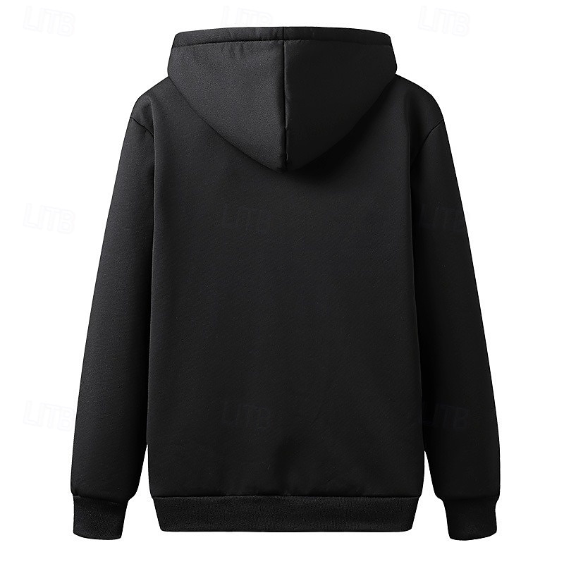 Men's Hoodie Full Zip Hoodie Fleece Hoodie Fleece lined Hoodie Black Light Grey Dark Gray Hooded Plain Sports & Outdoor Casual Daily Streetwear Cool Sportswear Fall Winter Clothing Apparel Hoodies4