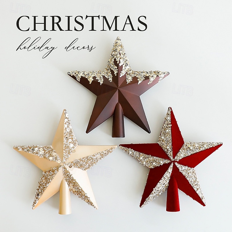 Christmas Star Tree Topper, Shaped Star Ornament for Xmas Tree, Holiday Scene Decoration, Festive Tree Top Star Hanging, Home and Party Decor