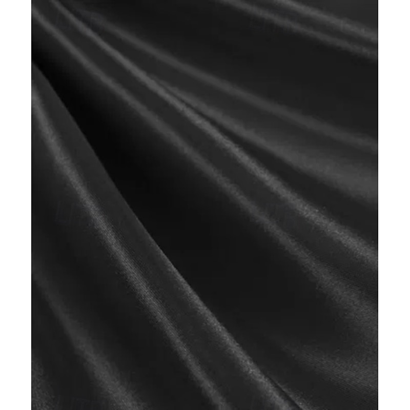 Tuxedo Dress A-Line Formal Wedding Guest Stretch Satin Elegant Celebrity Style 3/4 Sleeve Pleated Floor Length Notched Lapel Double Breasted4