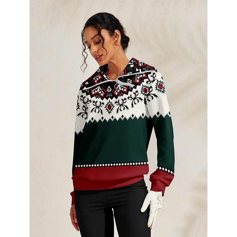 Women's Golf Pullover Sweatshirt Green Long Sleeve Top Ladies Golf Attire Clothes Outfits Wear Apparel