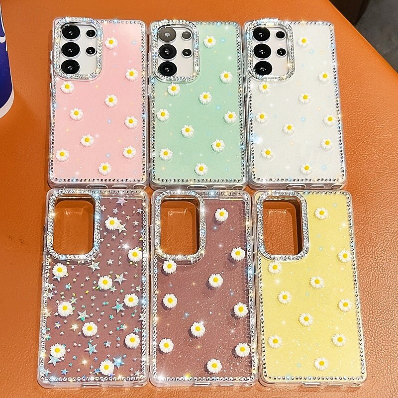 Phone Case For Samsung Galaxy S25 S24 Ultra Plus S23 Ultra A56 A36 A26 A16 A55 5G A15 Back Cover Shockproof Flower Floral TPU Silicone