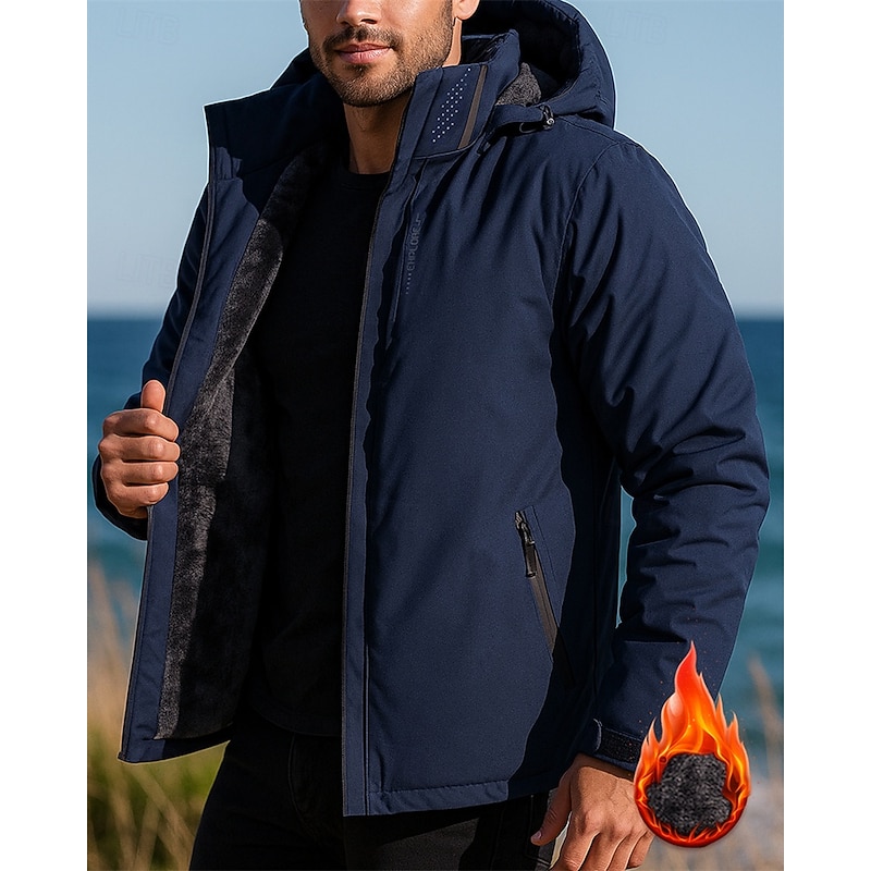 Men's Hiking Jacket Fleece Jacket Thermal Jacket Winter Outdoor Thermal Warm Top Dark Grey Black White Dark Blue