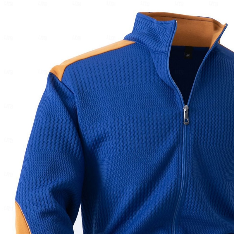 Men's Lightweight Jacket Outdoor Jacket Shirt Jacket Formal Home Pocket Spring Fall Winter Color Block Jacquard Active Vintage Shirt Collar Regular Black White Royal Blue Khaki Gray Jacket2