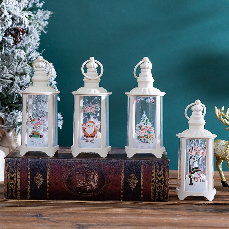 1 Pc 15 * 6.1CM Christmas LED with Light Electronic Candle Light Indoor and Outdoor Party Handheld Lantern Pendant Light Wind Light Desktop Decoration Nightlight AG10 * 3 Batteries3