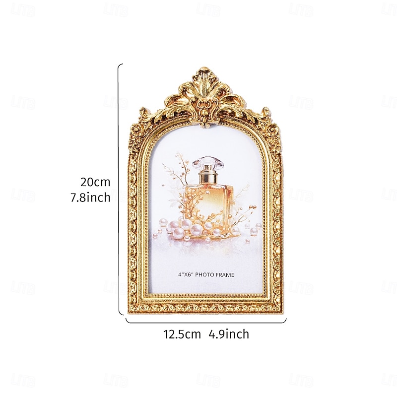 Vintage Gold/Silver Arch Lace Decorative Photo Frame, European-Style Antique Tabletop Home Décor, Perfect for Photo Display, Home Decoration, and Photography Props3