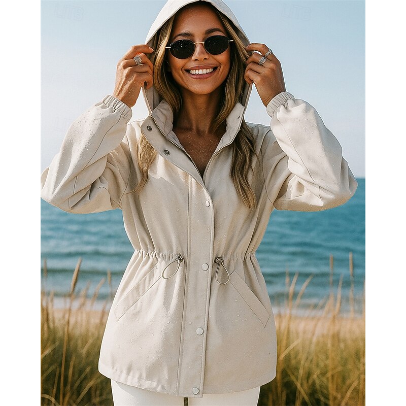 Women's Softshell Jacket Hiking Jacket Lightweight Jacket Outdoor Thermal Waterproof Hiking Outfits Hiking Clothes Winter Autumn / Fall Top Camping / Hiking / Caving Running Solid Color Black White3