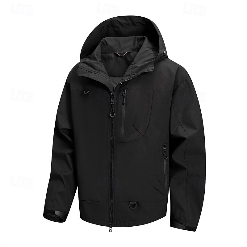 Men's Outdoor Jacket Raincoat Hiking Jacket Daily Hiking Windproof Rainproof Pocket Spring Fall Plain Fashion Classic Hooded Regular Black Light Green Purple Orange Rose Jacket3