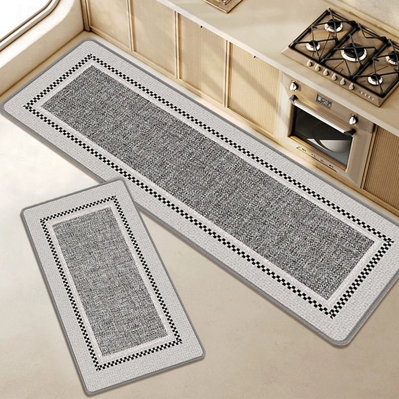 Kitchen Rugs & Mats Runner Rugs Non-Skid Washable Anti-Fatigue, Non-Slip Absorbent Faux Belgian Loop Velvet Rubber Backed for Floors, Machine Washable Standing Mats for Sink, Laundry Room, Hallway4