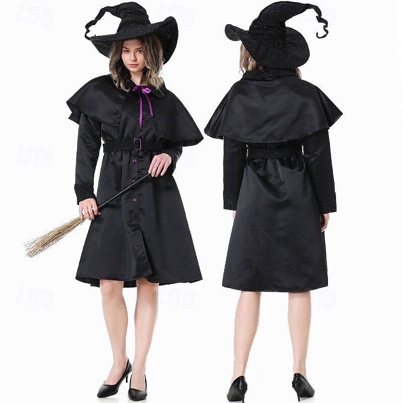 Witch Wizard Halloween Dress Fancy Costume Couples' Costumes Cosplay Kid's Adults' Women's Girls' Halloween Carnival Performance Party Easy Halloween Costumes Dress Up4