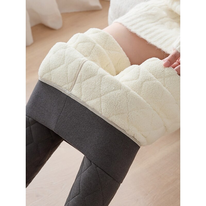 Women's Fleece Pants Leggings Fashion Streetwear Basic Full Length High Waist Plain High Cut Comfy Soft Comfortable Stretchy Home Daily Black Pink Purple Gray Spring Fall Winter Slim Fit