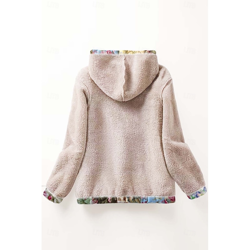 Women's Zip Up Hoodies Floral Graphic Paisley Warm Active Vintage Long Sleeve Hooded Regular Tops Home Party Evening Wear Dailywear Zip Up Patchwork Zipper Orange Brown Spring Fall Winter4