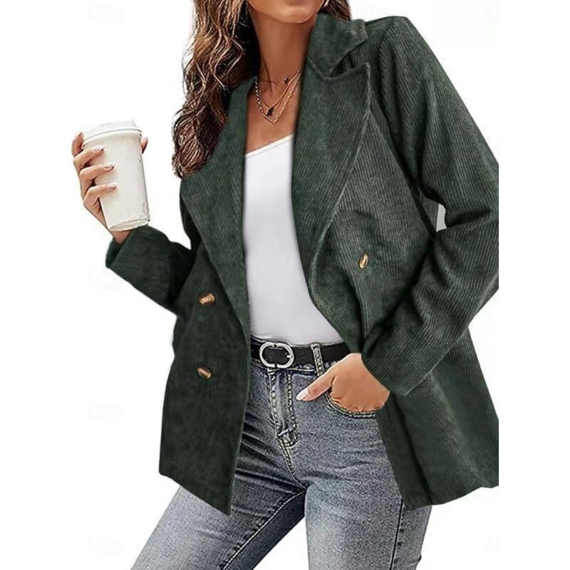 Women's Casual Jacket Comfortable Breathable Pocket Buttons Casual Plain Vacation Street Casual Daily Wear Single Breasted Regular Turndown Regular Fit Long Sleeve Outerwear White Blue Fuchsia Spring
