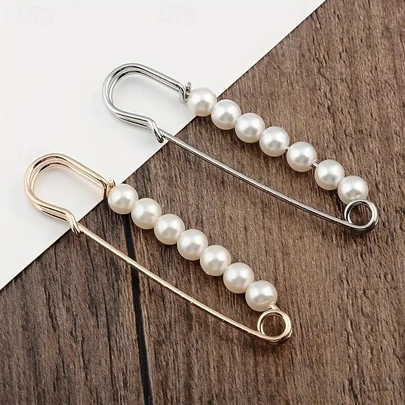 4pcs Artificial Pearl Brooch Pins – Scarf, Hijab, Shawl, and Sweater Safety Pins for Women, Elegant Fashion Accessory Set3