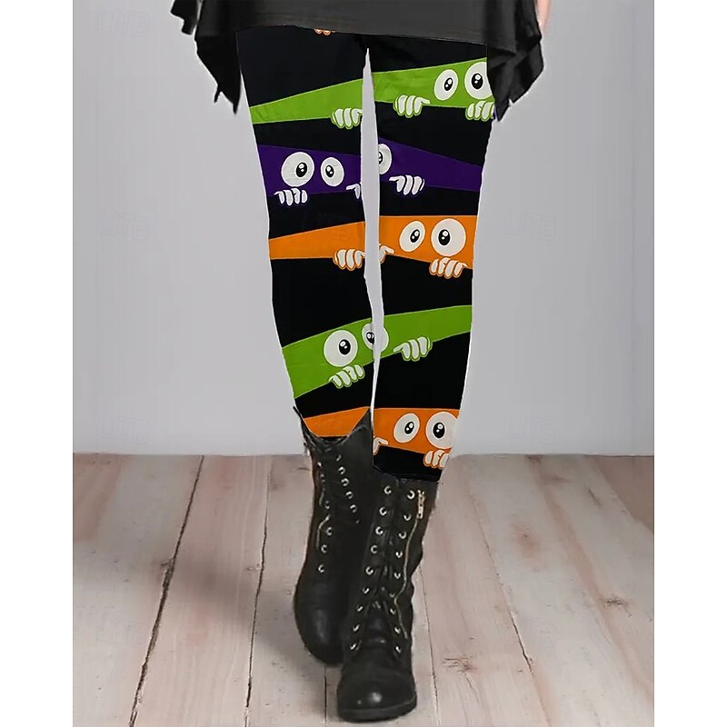 Women's Leggings Cozy Leggings Basic Casual Full Length High WaistPantsUgly Christmas Graphic Printing Thermal Warm Comfortable Stretchy Vacation Street Casual Black Fall Winter Slim Fit