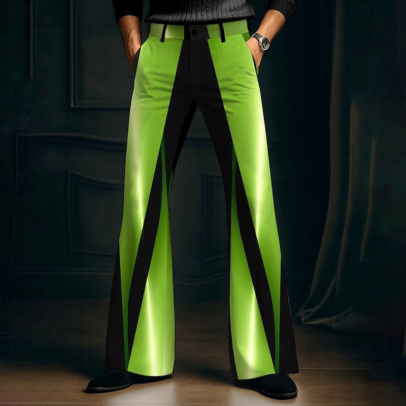 Men's Geometric Gradient Color Abstract Art Trousers Disco Pants 60s 70s Bell Bottoms Mid Waist Western Vintage Retro Outdoor Vacation Casual Side Pockets Flared Leg Pants Trousers Spring Fall 3D4