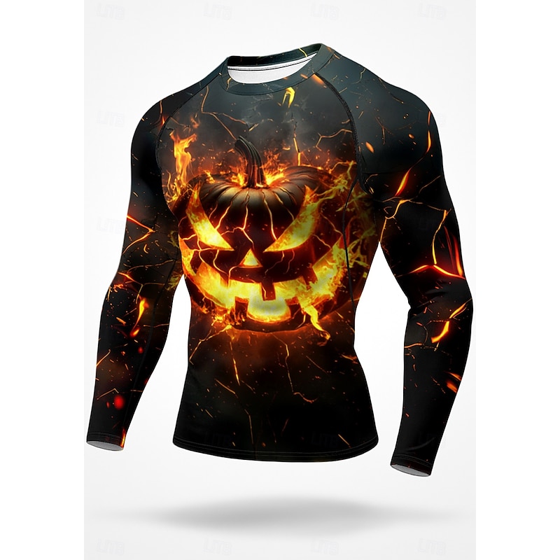 Halloween Men's Unisex Running T-Shirt Athletic Shirt Gym Shirt Fitness Shirt Workout Shirt Long Sleeve Tee Tshirt Halloween UPF 50 UV Resistant Soft Sweat wicking Mountain Bike / MTB Gym Workout