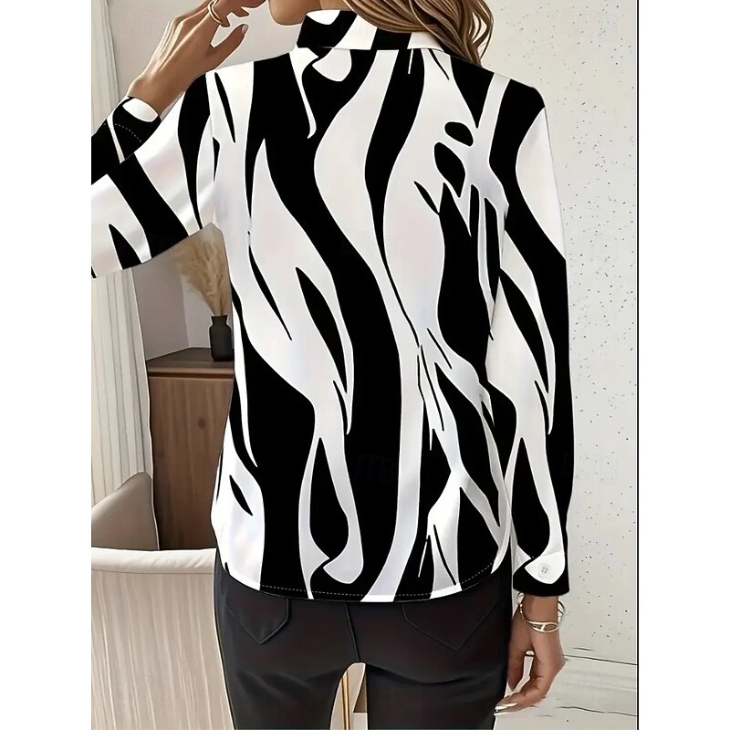 Women's Shirt Graphic Geometric Vintage Daily Casual Long Sleeve Shirt Collar Regular Tops Daily Holiday Print Black Yellow Pink Light Brown Brown Summer Spring2