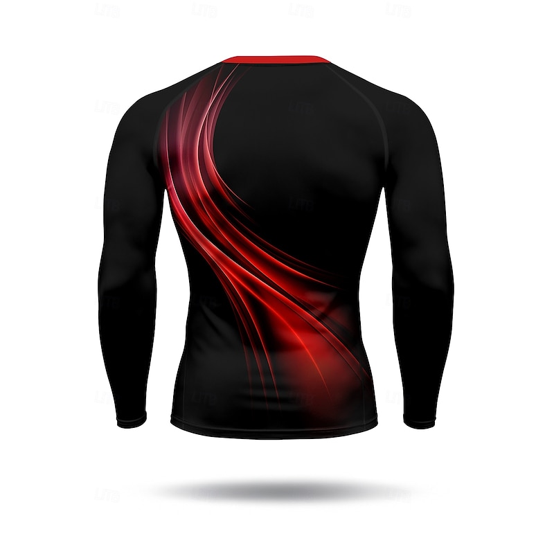 Christmas Men's Compression Shirt Running Shirt 3D Print Long Sleeve Base Layer Color Gradient Quick Dry Compression Power Flex Moisture Wicking Gym Workout Active Training Exercise Sportswear2