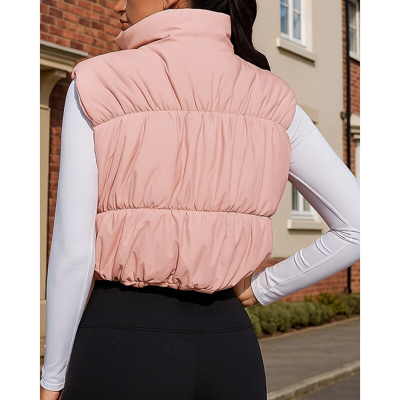 Women's Zip Up Jacket Polar Fleece Jacket with Pockets Sleeveless Top Athleisure Solid Colored Windproof Warm Hiking Travel Vacation Sportswear Activewear Black Pink Blue2