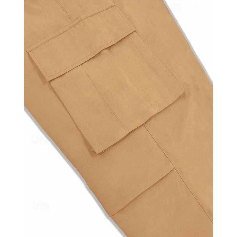 Men's Cargo Pants Trousers Drawstring Elastic Waist Multi Pocket Plain Wearable Outdoor Daily Camping & Hiking Fashion Classic Black Yellow4