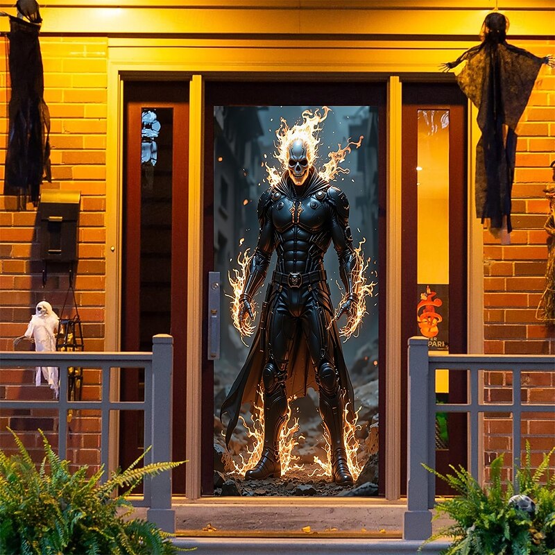 Halloween Posters Door Cover Outdoor Banners Skeleton 3D Fantasy Dark Punk Gothic Style Party Dorm Teens Room College Dorm Guys Man Cave Frat Bedroom Shooting Backgrounds Home Decor3