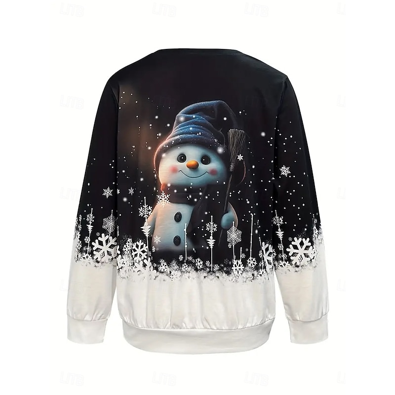 Christmas Women's Pullover Sweatshirt Hoodies Graphic Animal Snowman Fashion Casual Long Sleeve Crew Neck Round Neck Regular Tops Street Dailywear Print Black White Red Spring Fall Winter2