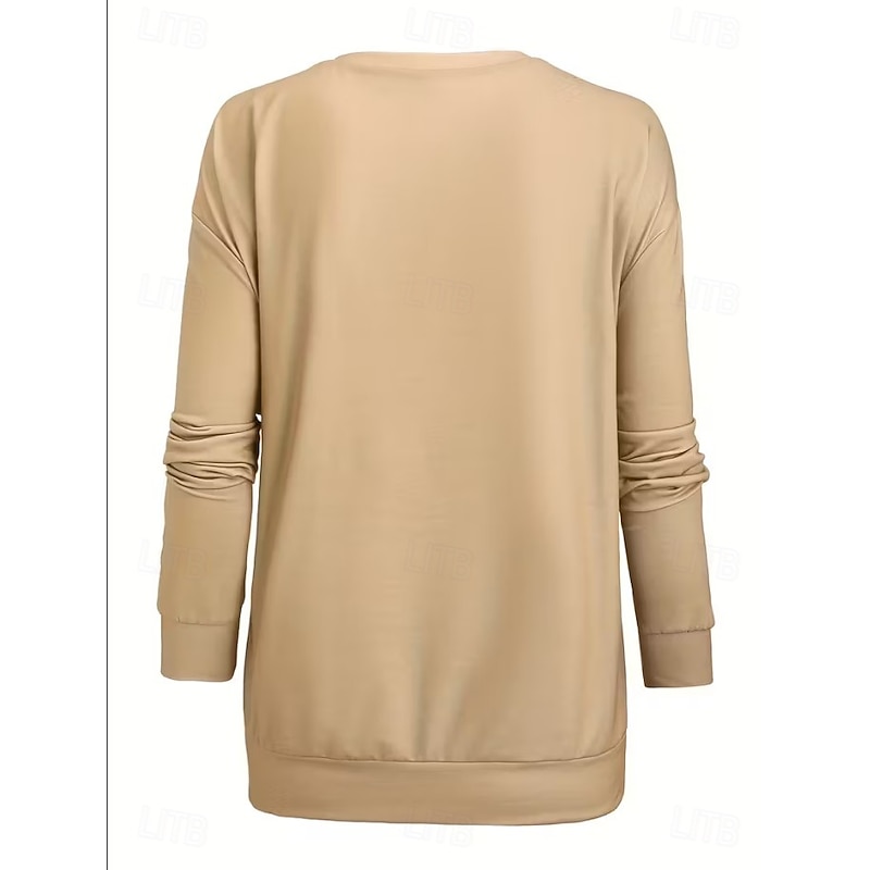 Women's Sweatshirts Graphic Reindeer Christmas Vintage Casual Long Sleeve Crew Neck Regular Tops Street Dailywear Casual Print Beige Fall Winter2