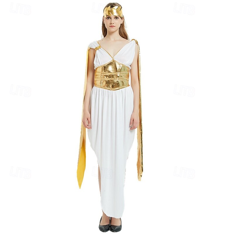 Ancient Greek Roman Fancy Costume Toga Dress Goddess Fancy Dress Women's Fantasy Halloween Carnival Performance Party Adults Dress Headband3