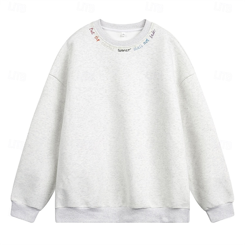 Men's Sweatshirt Black White Navy Blue Crew Neck Letter Embroidery Sports & Outdoor Daily Holiday Polyester Streetwear Basic Casual Spring Fall Clothing Apparel Hoodies Sweatshirts2