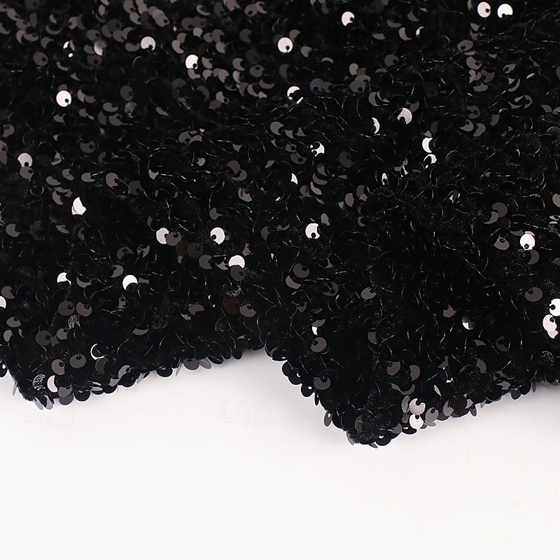 Black and Gold A-Line Evening Gown Elegant Formal Dress Formal Wedding Asymmetrical 3/4 Length Sleeve One Shoulde Stretch Sequin Satin with Ruffles Slit 20252